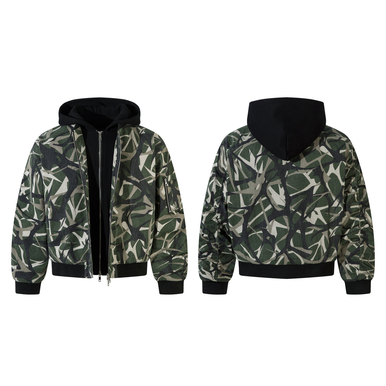 99-1 Thorn Camouflage Faux Layered Padded Jacket