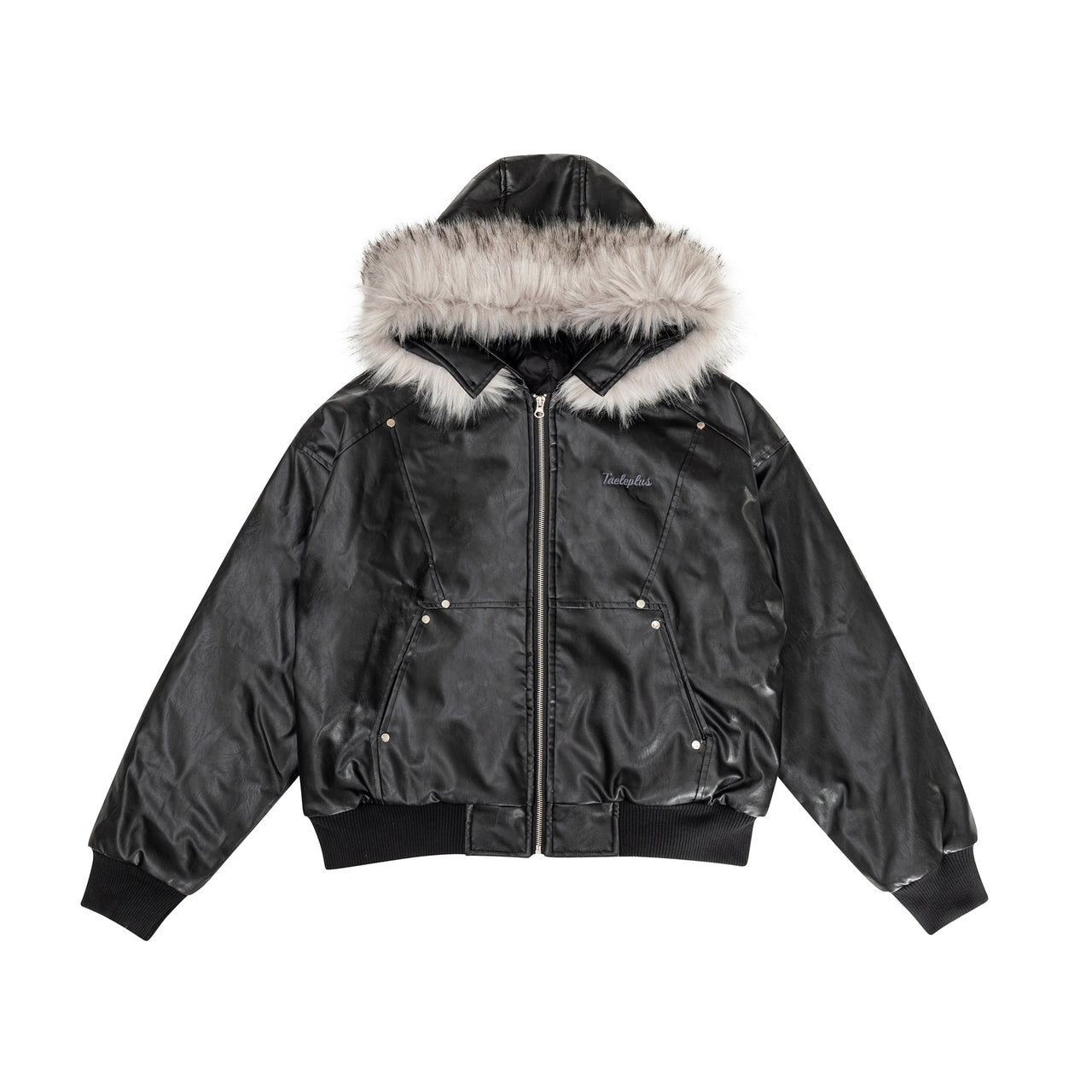 99-1 Faux Fur Trimmed Leather Padded Coat