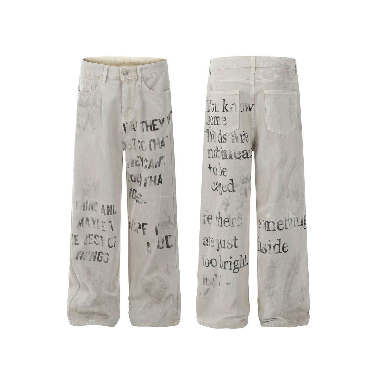 99-1 Distressed Dirty-Dye Printed Jeans