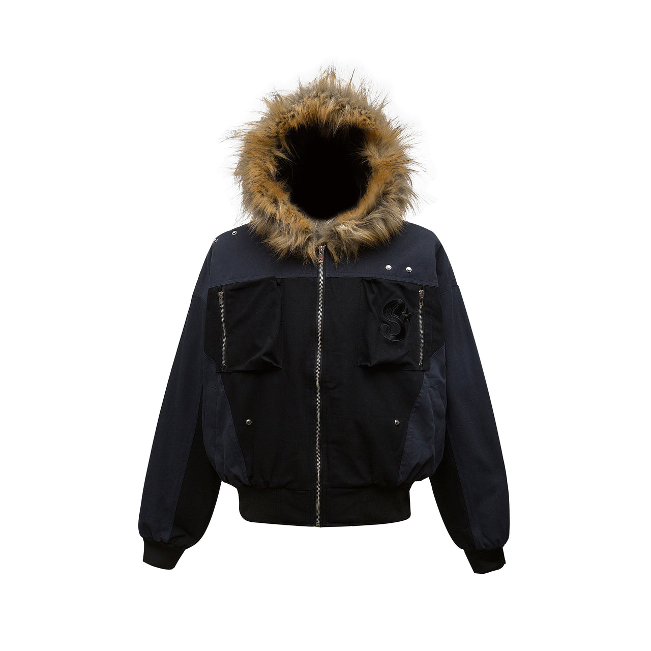 99-1 Boxy Fit Faux Fur-Trimmed Padded Jacket