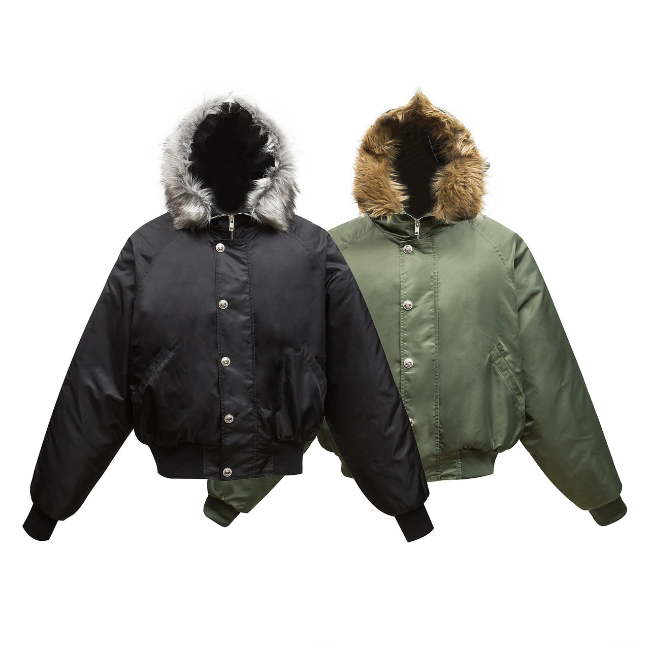 99-1 Faux Fur Trimmed Bomber Jacket Padded Coat