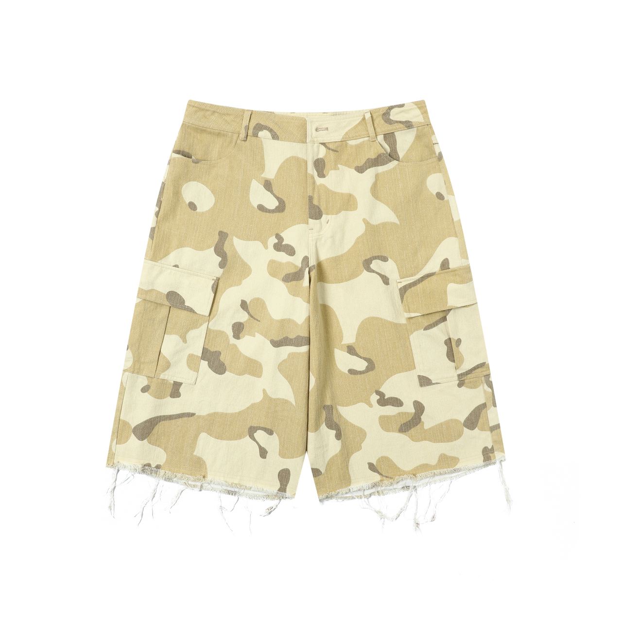 99-1 Distressed Camo Jorts