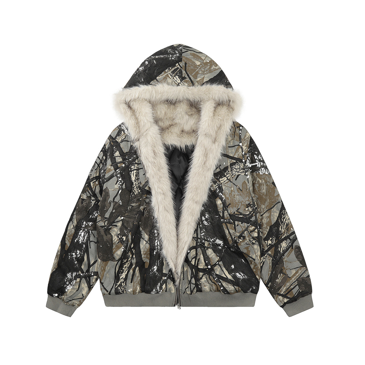 99-1 Camouflage Faux Fur Lined Padded Jacket