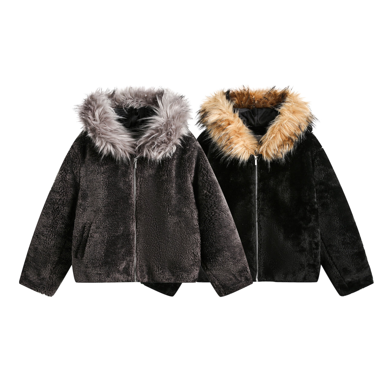 99-1 Faux Fur-Trimmed Sherpa Padded Coat