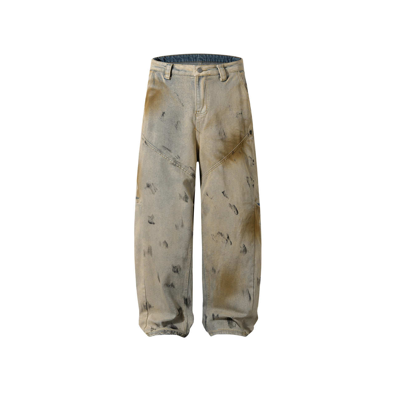 99-1 Distressed Water-Washed Scimitar-Cut Jeans