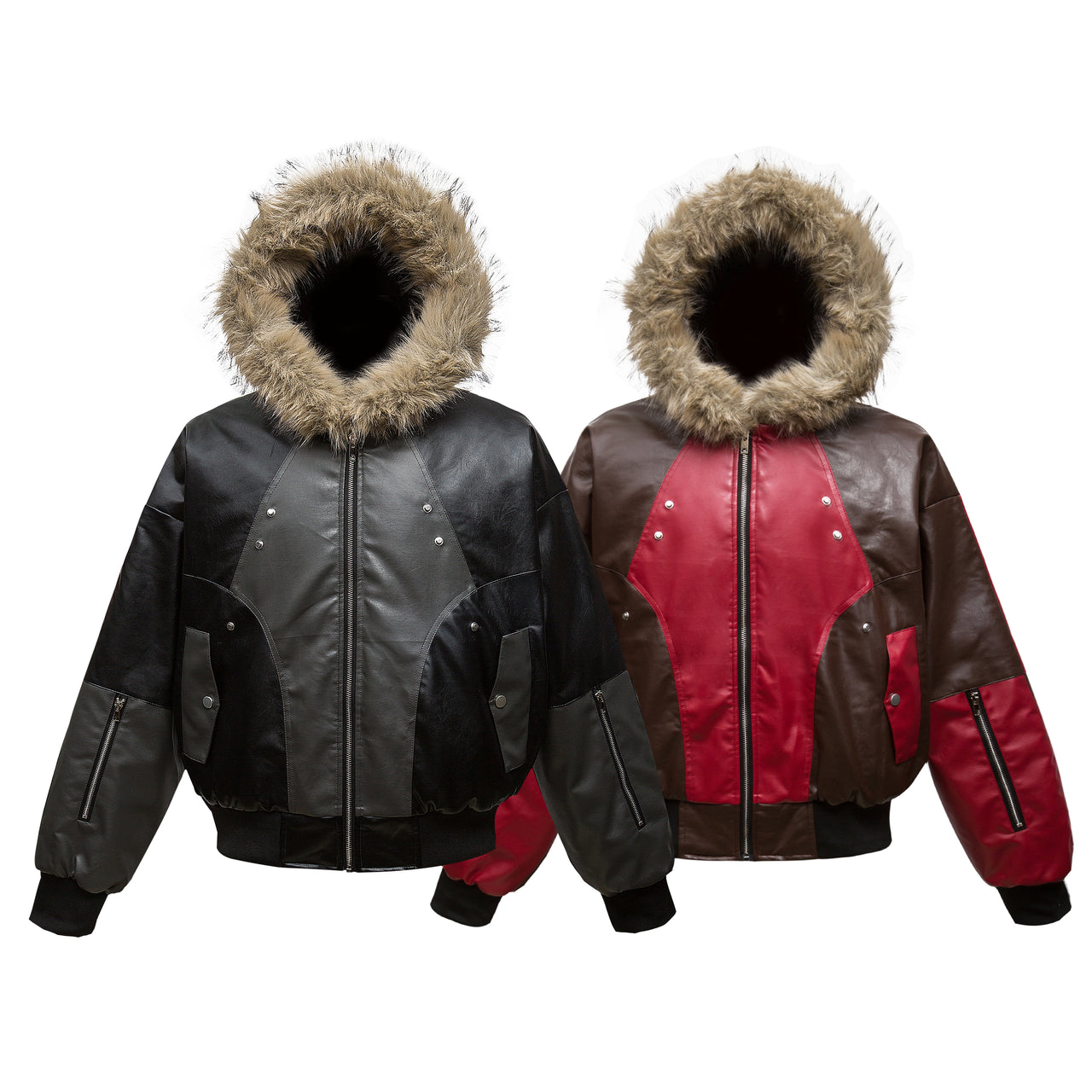 99-1 Boxy Fit Deconstructed Leather Padded Jacket