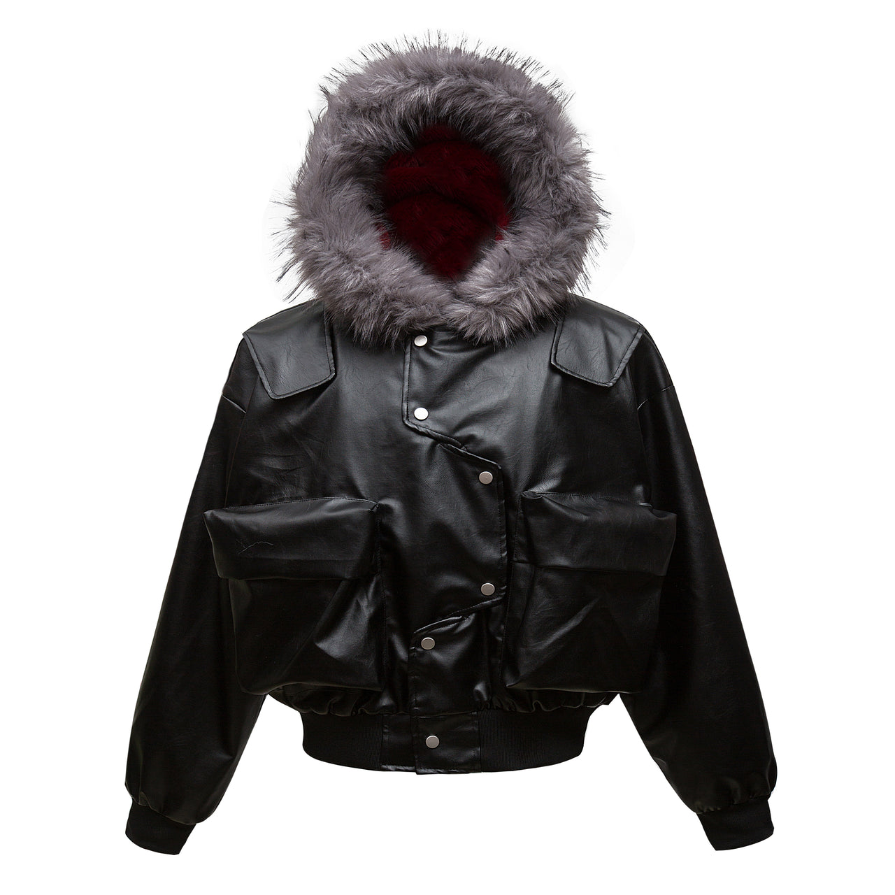 99-1 Boxy Fit Structured Leather Padded Jacket